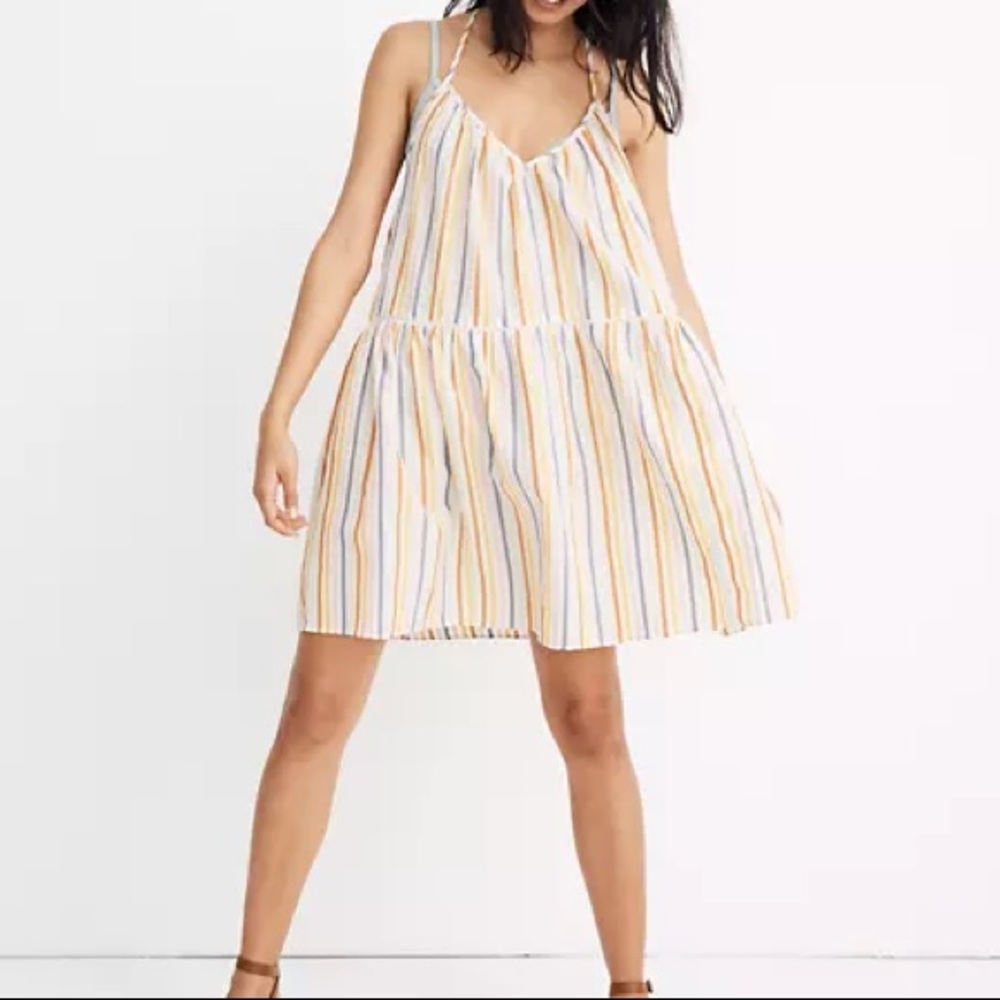 Madewell Racerback striped lace cover-up dress